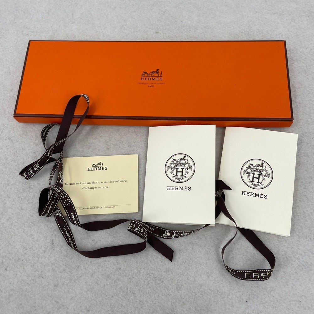 Hermes Orange Scarf Box with Ribbon and Care Booklets Made in France